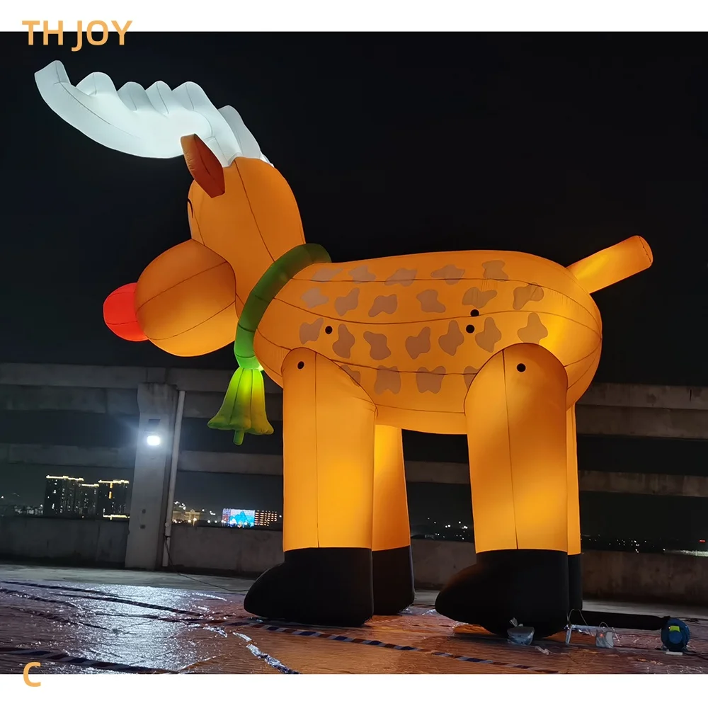 fast air ship to door,2025 Christamas party decoration inflatable reindeer, outdoor lighted inflatable Santa Claus reindeer
