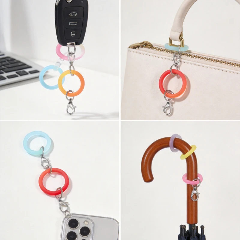 Transparente Silikon-O-förmige Schlüsselanhänger mit Karabinerverschluss, O-Ring-Schlaufe, DIY-Taschenanhänger, Schlüsselanhänger, Schmuckherstellungszubehör – Detail 9