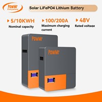 PowMr 48V LiFePo4 Battery 100AH/200AH Battery Pack 5KWH 10KWH Wall-mounted Lithium Iron Phosphate BMS 16S 51.2V Energy Storage