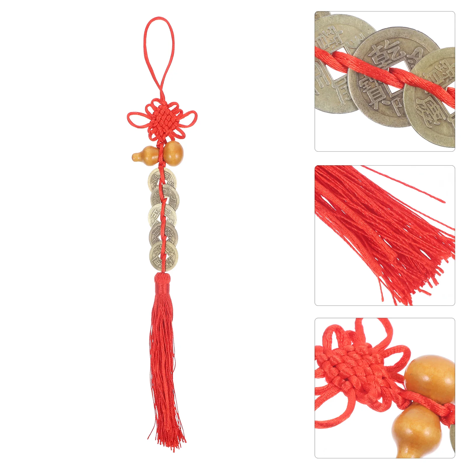 4 Pcs Chinese Coin Charm Front Door Pendant Spring Festival Decor Ornament Gourd Tassel Charms Rope New Year's Gifts Style