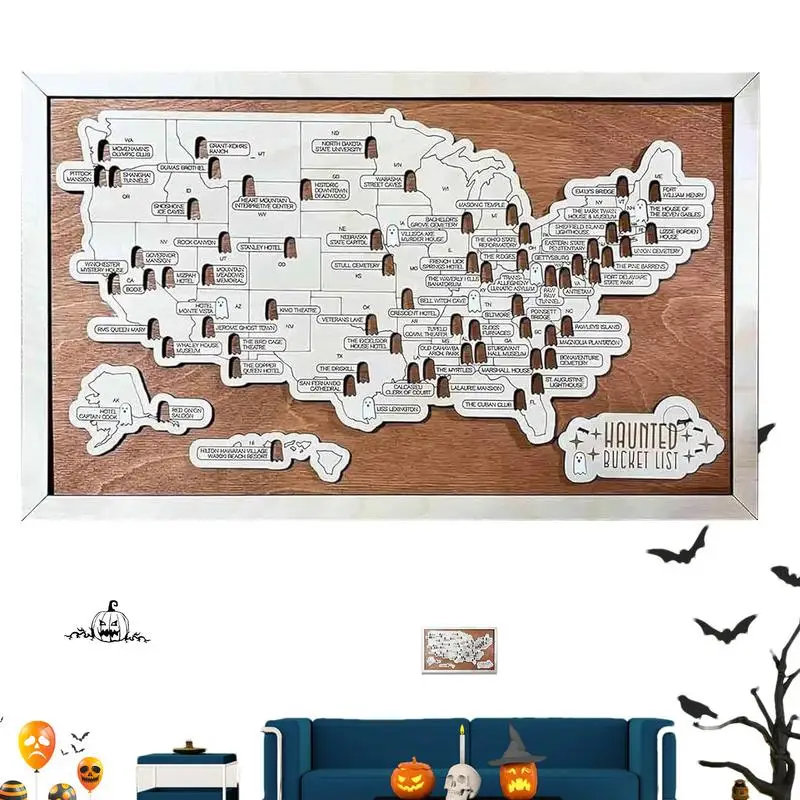 Halloween Door Decorations Wooden Halloween Puzzles Haunted Locations Tracker Innovative Halloween Ornaments Indoor Creepy Decor