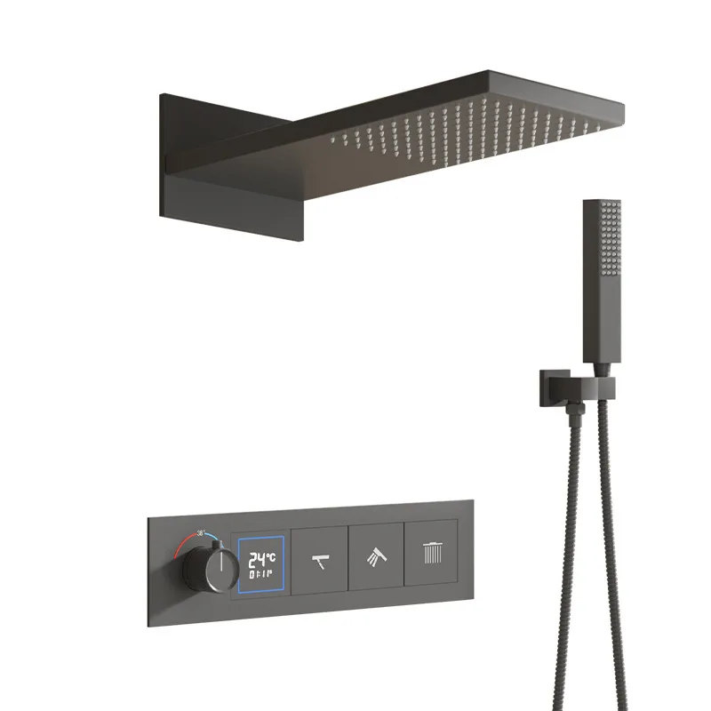 

Concealed Thermostatic Shower Set Wall Mounted Invisible Built-in for Hotel Bathroom