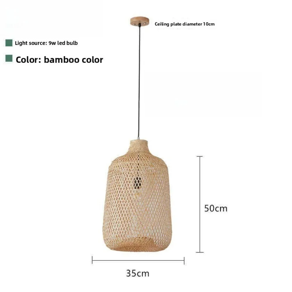 

35cm Hand-woven Bamboo Retro Chinese Chandelier Pastoral Bamboo Pendant Lamp Restaurant Hotel Homestay Balcony Japanese Lantern
