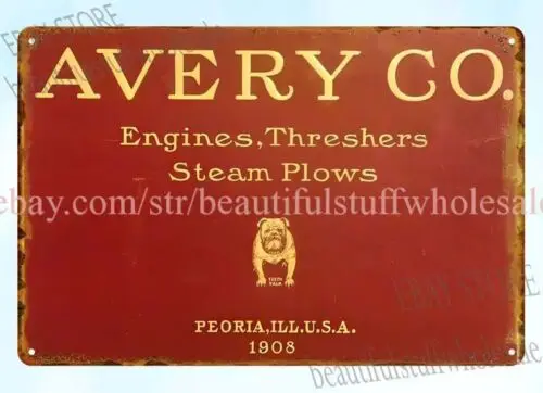 1908 AVERY ENGINES THRESHERS STEAM PLOWS farm tractor metal tin sign