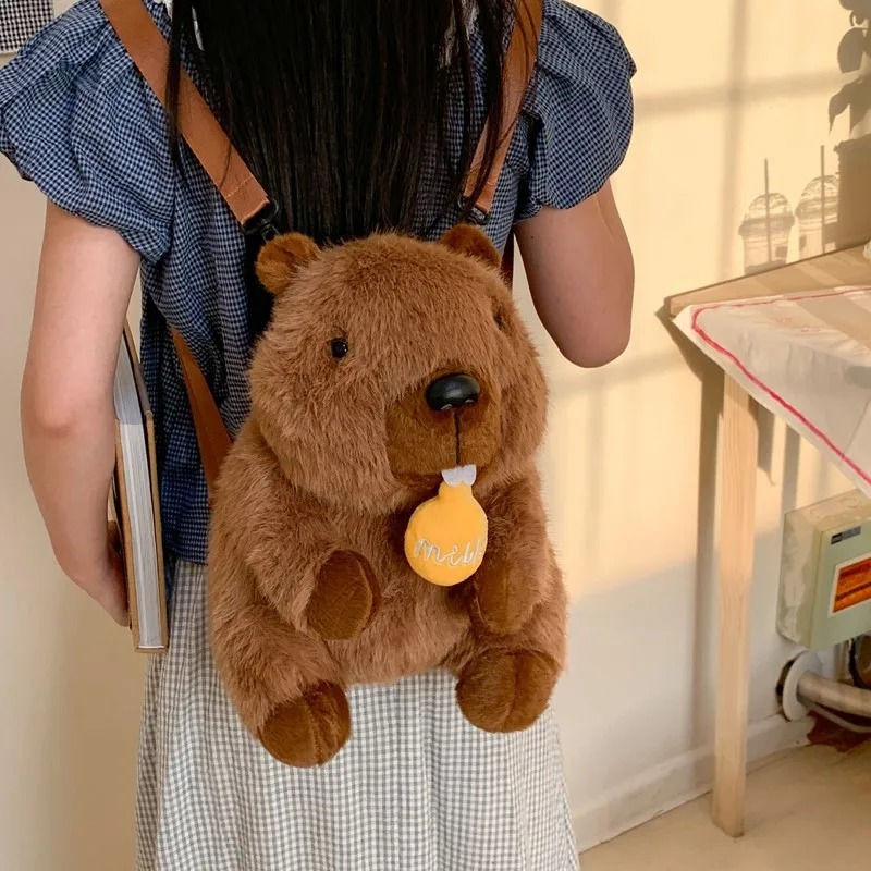

Groundhog plush backpack 2025 New personalized cute shoulder bag cartoon bag funny birthday gift