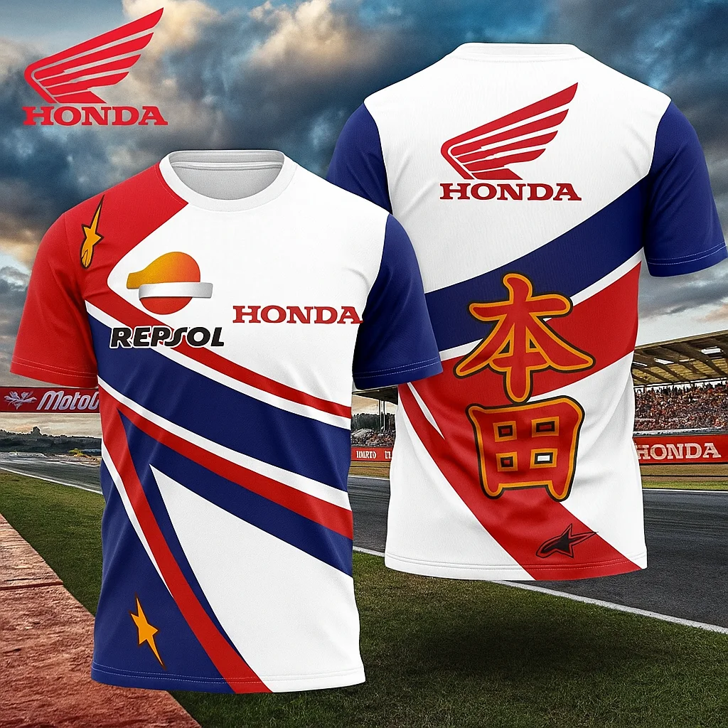 

Quick Dry and Breathable Honda Racing T-shirt for Men Summer Motorcycle Biker Sportswear Short Sleeve Lightweight for Outdoor