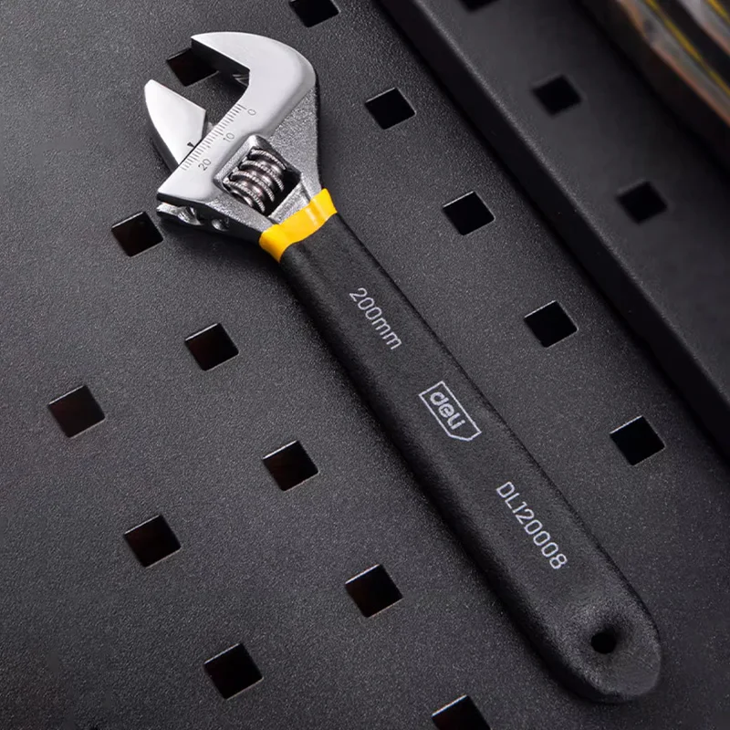 Deli Adjustable Wrench Large Opening long Handle Universal Spanner Carbon Steel Mechanical Workshop Hand Car Repair Tools