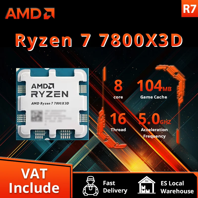 معالج ألعاب AMD RYZEN 7 7800X3D CPU AMD R7 7800X3D 8-Core 16-Thread 5NM 96M مقبس AM5 بدون مروحة لعبة كاش Hot No Fan