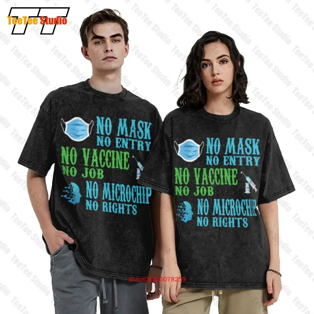 No Mask No Vaccine No Microchip Vaccination Vintage Oversized T-Shirt VUUP