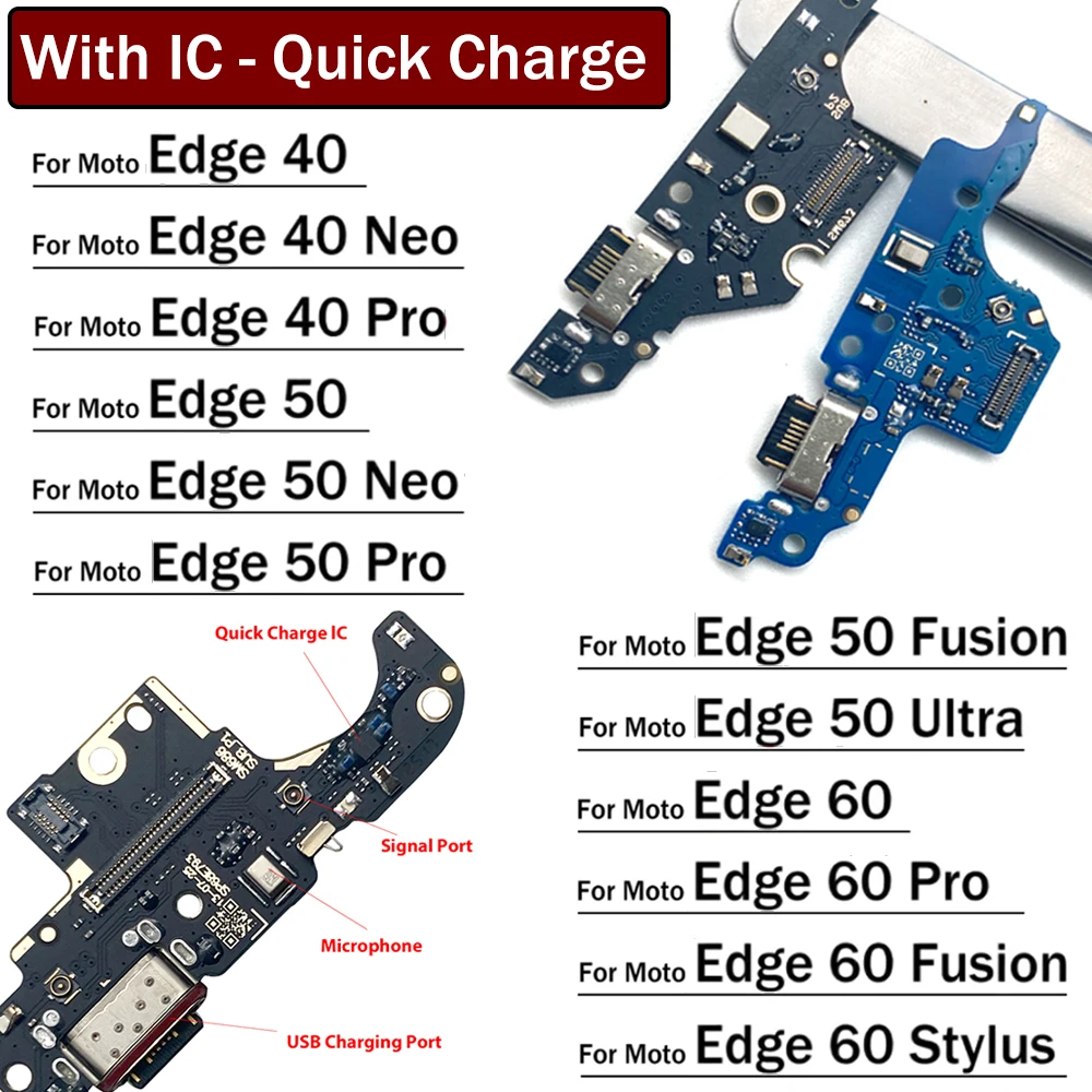 Dock Connector USB Charger Charging Port Micro Board Flex Cable For Motorola Moto Edge 40 50 60 Neo Pro Fusion Ultra Stylus