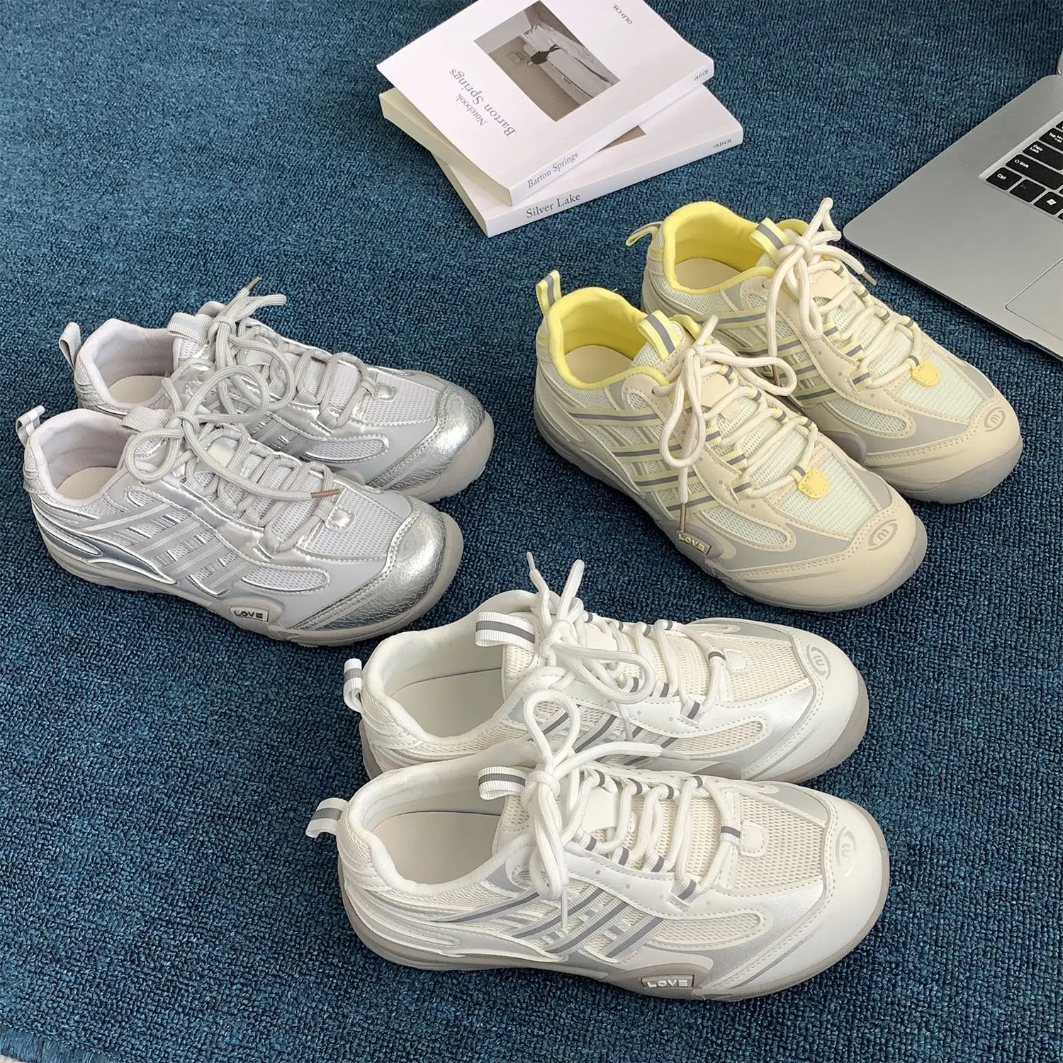 

2026 Summer New Breathable Mesh Trainer Shoes Women Thick Sole White Casual Sneakers, Versatile Trendy Platform Shoes Daily