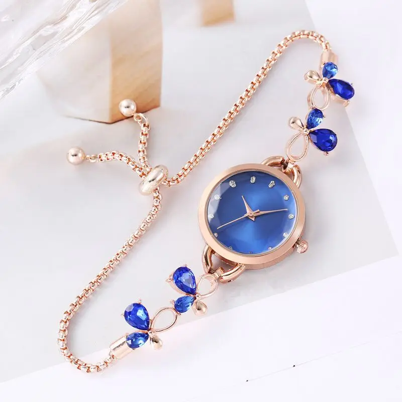 Reloj de pulsera con diseño de cuerda de tracción de temperamento de estilo coreano para mujer, flores pequeñas, Simple, a la moda, nuevo