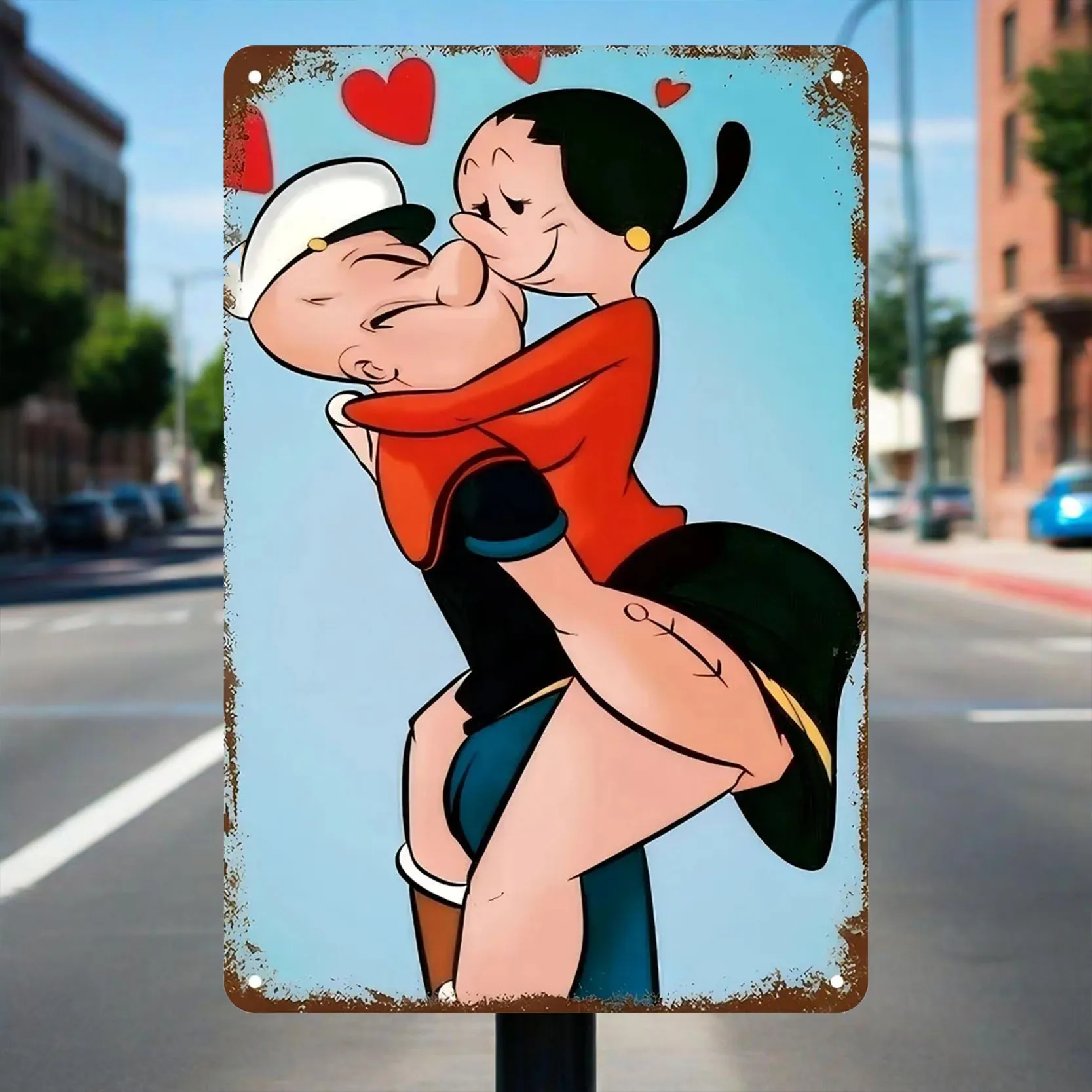 P-Popeye Cartoon & Olive Oyl Aluminum Sign - Perfect For Home, Bar, Cafe Decor, Unique Room Decor #1