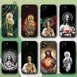 San Judas Tadeo ART Phone Case For iPhone 15,14,13,12,11,Pro,X,XS,Max,XR,Plus,Mini Soft Black Cover