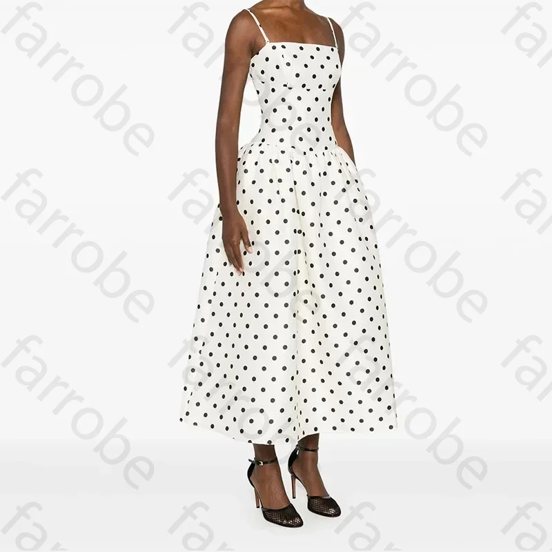 Элегантное вечернее платье на тонких бретельках по индивидуальному заказу, трапециевидное платье в горошек с открытой спиной, платья для выпускного вечера, женские свадебные платья для гостей