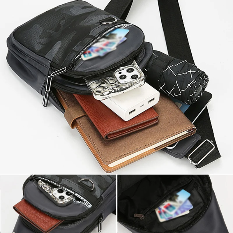 Men's Oxford Chest Bag Phone Waist Pouch Multifunctional Fanny Pack waterproof Sling Bags with Zipper Large Travel Crossbody Bag