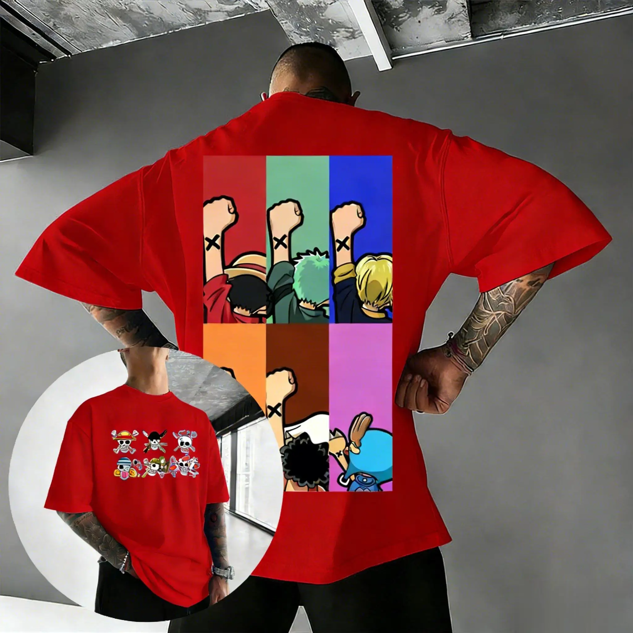 

Цельная футболка с рисунком аниме Луффи Зоро Нами для мужчин и женщин, футболки с короткими рукавами, повседневная уличная одежда с мультяшным принтом, лето 2026, Y2k