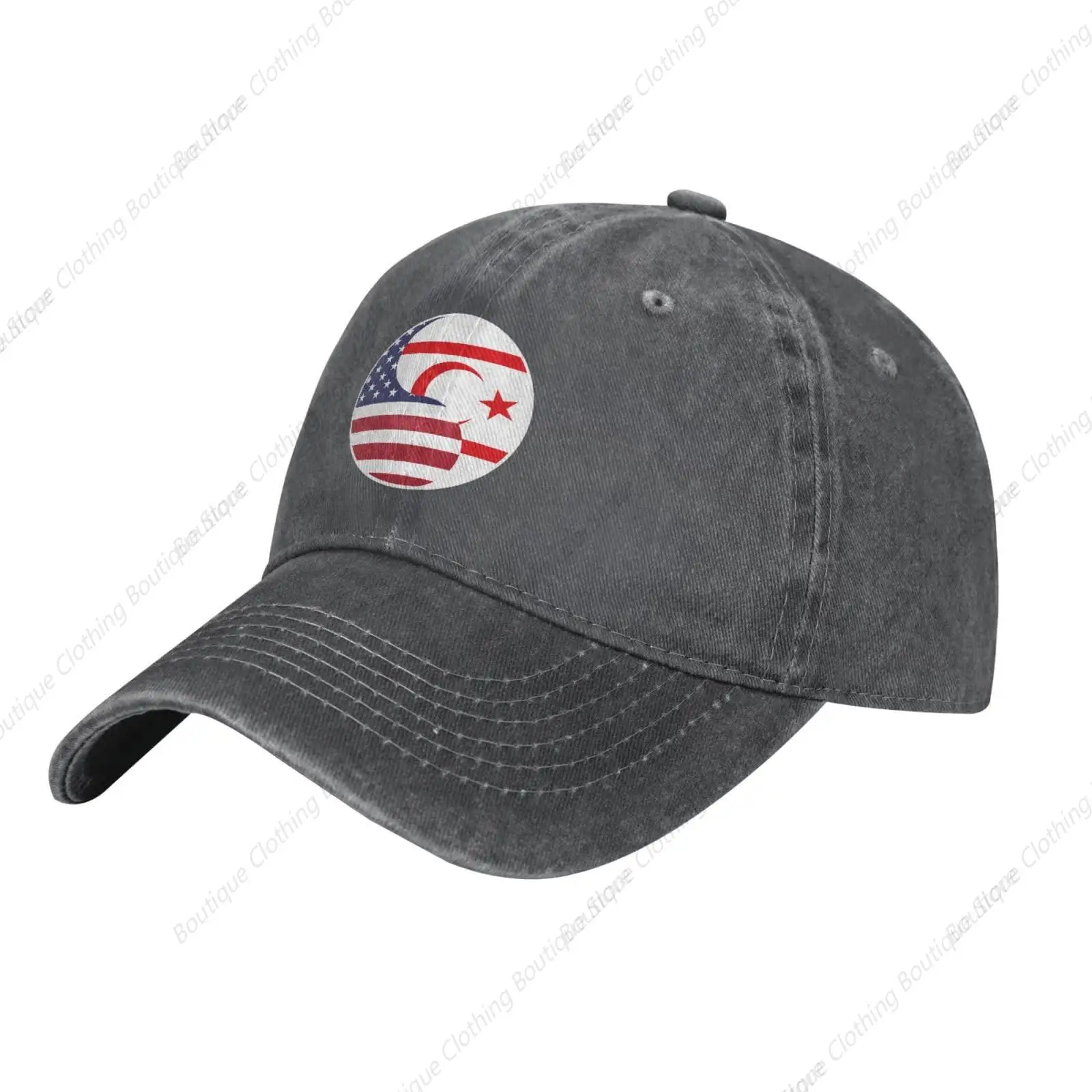 

Vintage Yin Yang Flag USA and North Cyprus Combo Men's Baseball Cap Women's Adjustable Cowboy Hat Baseball Cap