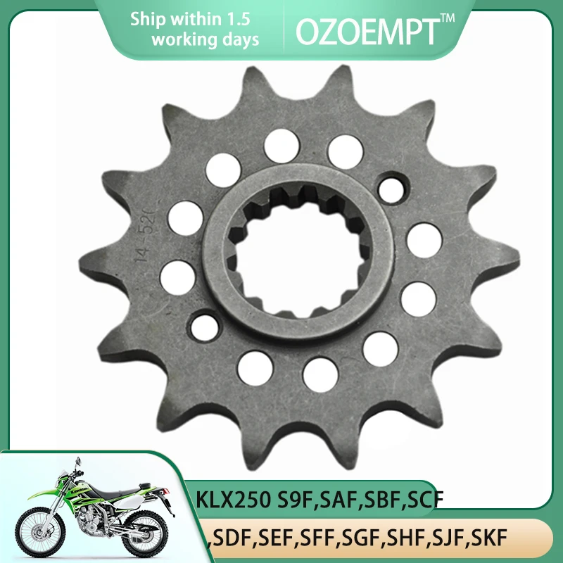 OZOEMPT 520-14T Motorcycle Front Sprocket Apply to KLX250 S9F,SAF,SBF,SCF,SDF,SEF,SFF,SGF,SHF,SJF,SKF  ZR250 A1-A5 Balius 