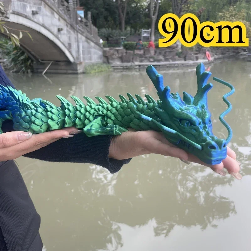 90cm 3D Printed Chinese Loong Figurine Articulated Dragon Ornament for Plant Pot Fish Tank Home Decoration view 2