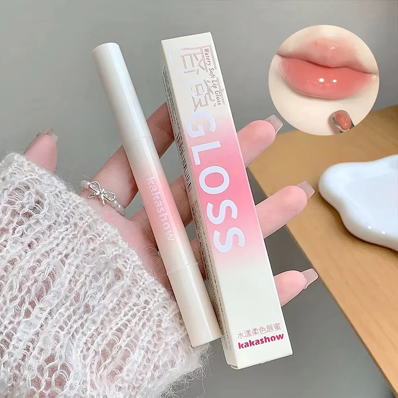 6-kolorowy lustrzany błyszczyk do ust z żelkowym efektem, aplikator w kształcie żelaznej szczoteczki, nawilżający tint do ust, szminka, naturalny makijaż ust w odcieniach nude, kosmetyki