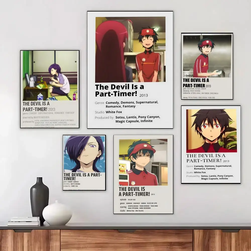 Cartoon The Devil Is A Part Timer Poster Self-adhesive Living Room Bedroom Party Bar Decor Moisture-proof Fade-resistant
