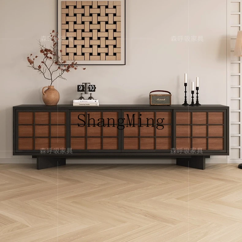 SM home antique living room home TV cabinet small apartment retro storage integrated high TV cabinet
