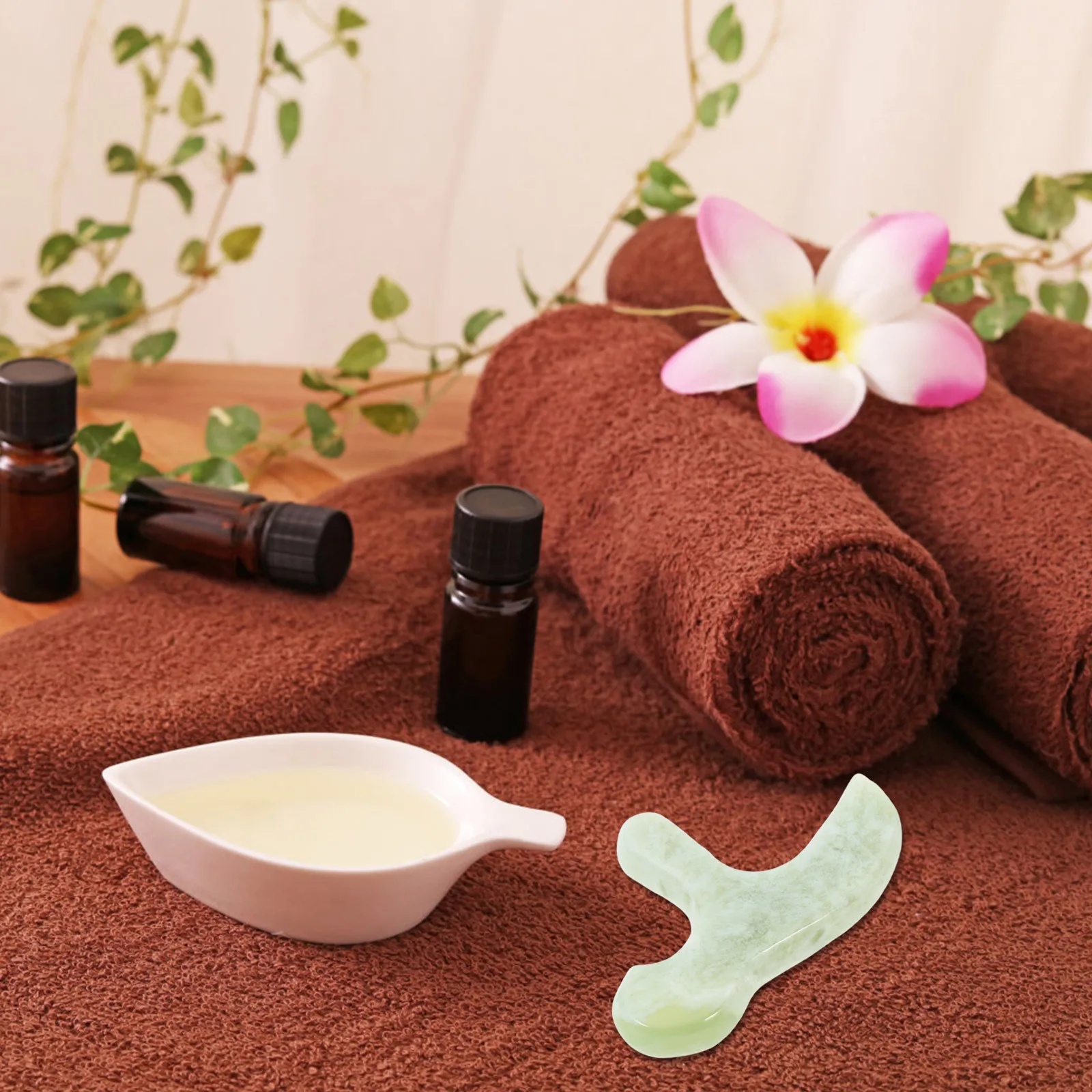 

Natural Jade Foot Massager Tool Triple-Prong Design For Full Body Trigger Point Therapy Portable Stone Massage Gua Sha