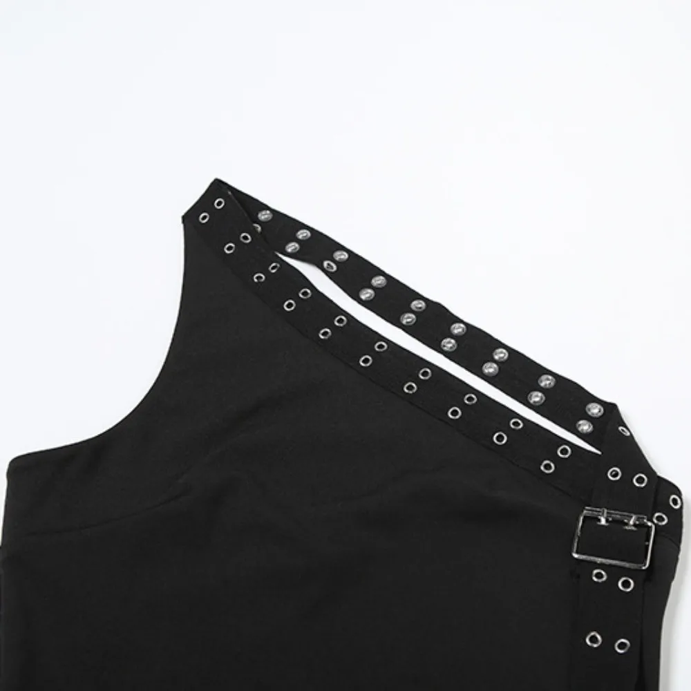 

Fashion Backless Slim Suits Biased Collar Korean Style Belt Vests Slim Fit Sweet Rivet Shorts Spicy Girls