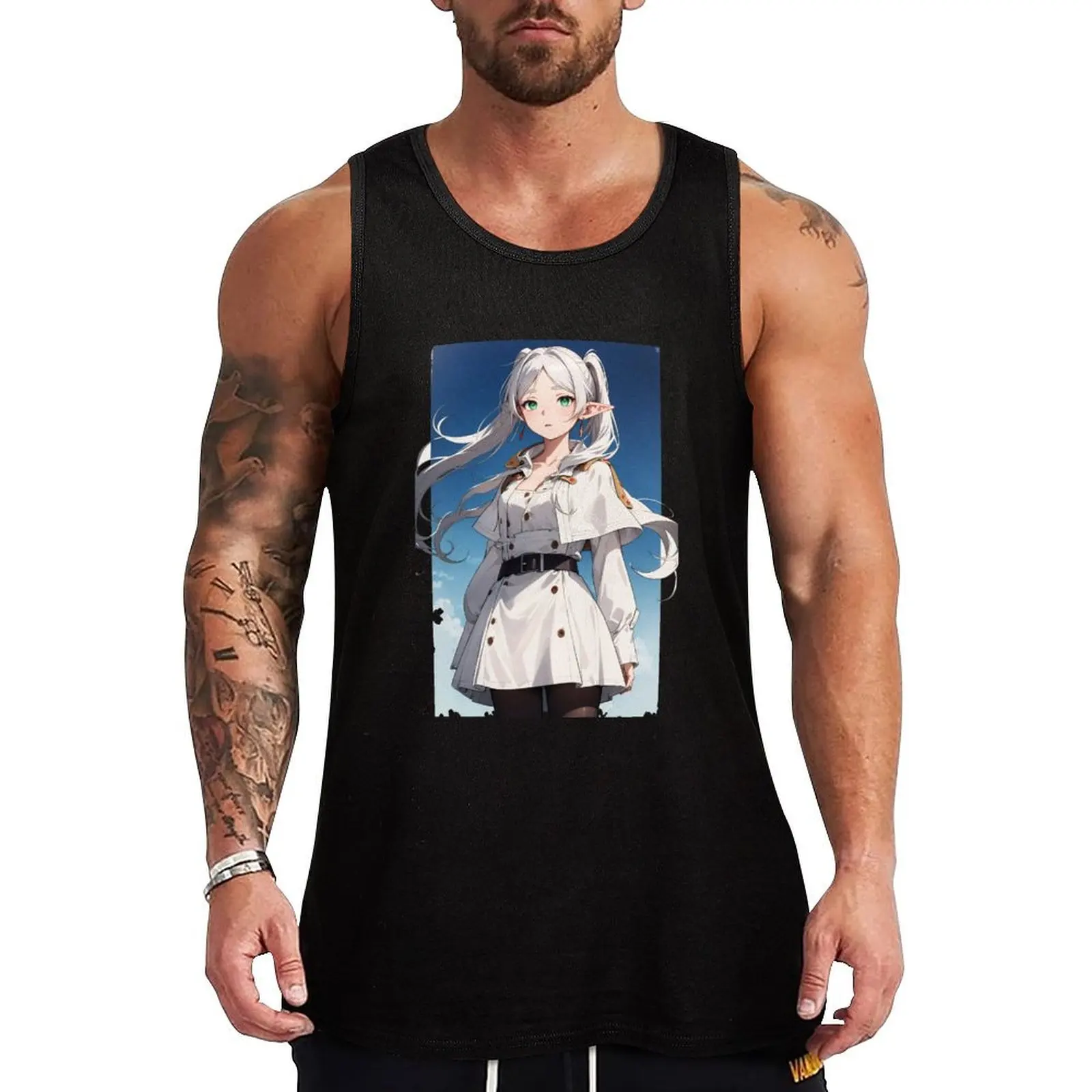 Cute Anime Girl, Frieren Tank Top Trendy Print Tank Top Fashion Graphic Sleeveless Top