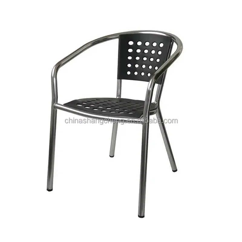 Black Garden Outdoor Classic Aluminum Bistro Cafe Fast Food Cafe Dining Chairs