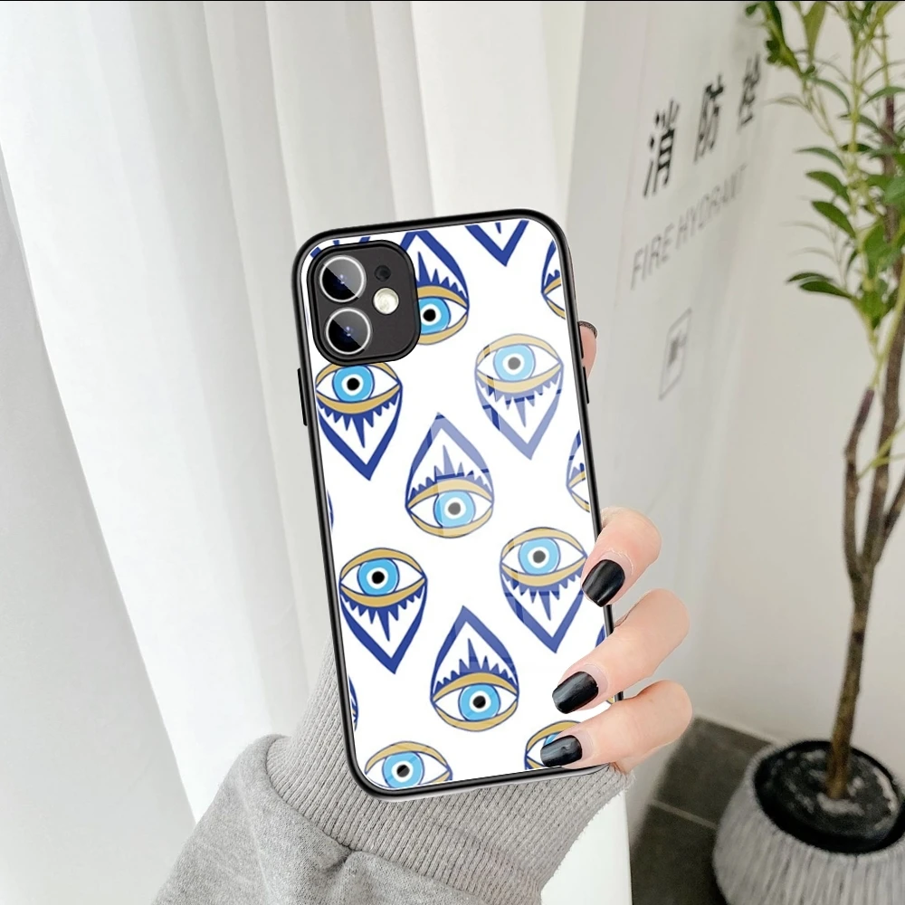 Evil eyes  Phone Case Tempered Glass FOR IPhone15  14 13 11 12 Pro 8 7 Plus X 13 Pro MAX XR XS MINI Covers