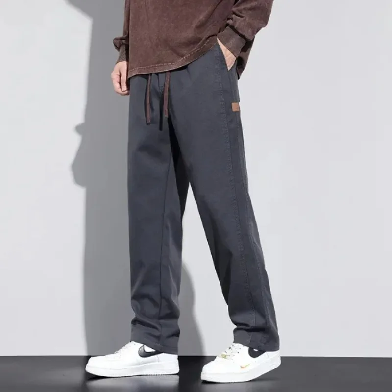 

Вязаные мужские брюки свободного покроя, прямые спортивные брюки в стиле Харадзюку, повседневные брюки, новый стиль, универсальные модные брендовые мужские брюки