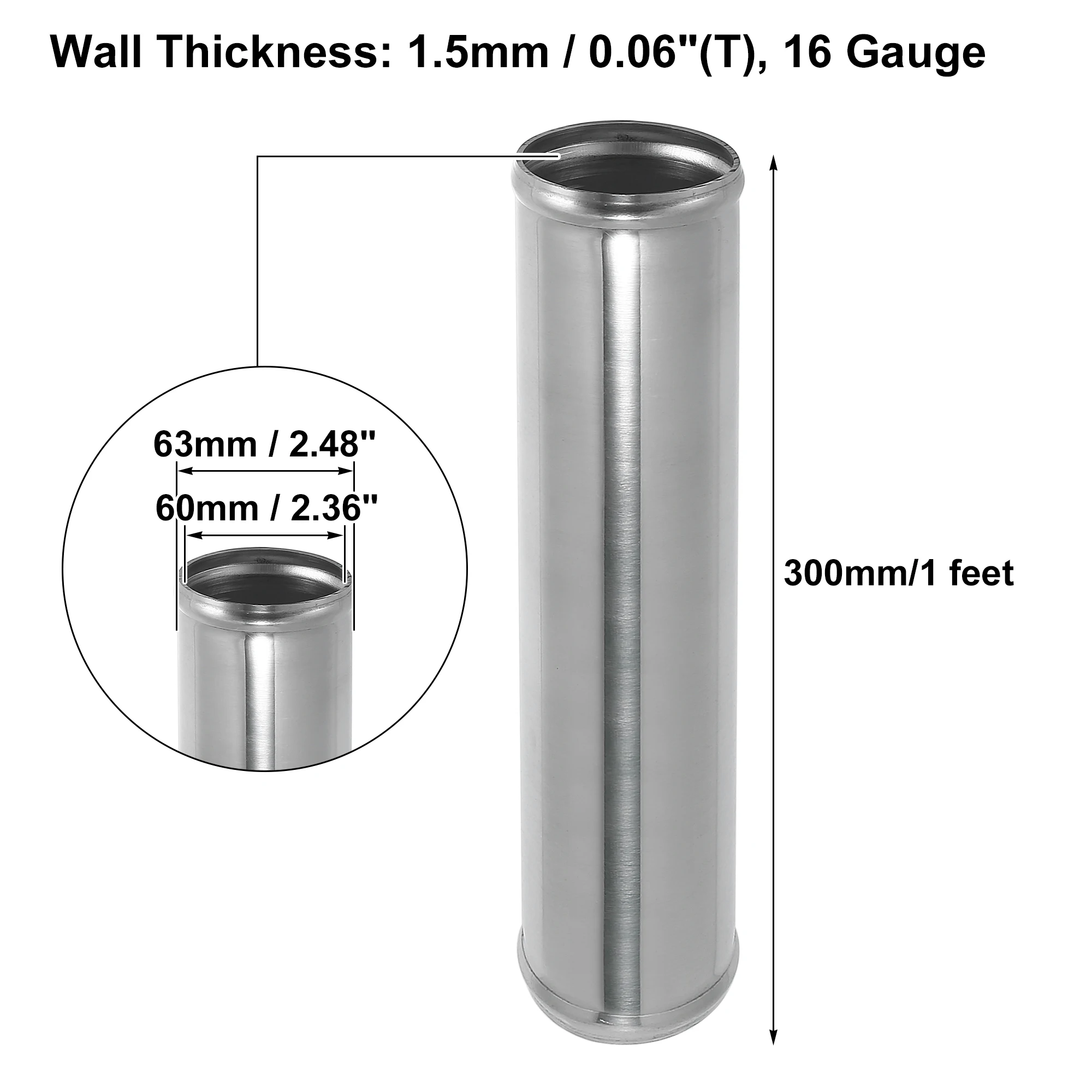 Uxcell od 38mm 51mm 57mm 63mm 89mm Länge 300mm Aluminium legierung srohr Ladeluft kühler rohr gerades Luft ansaugrohr für Auto
