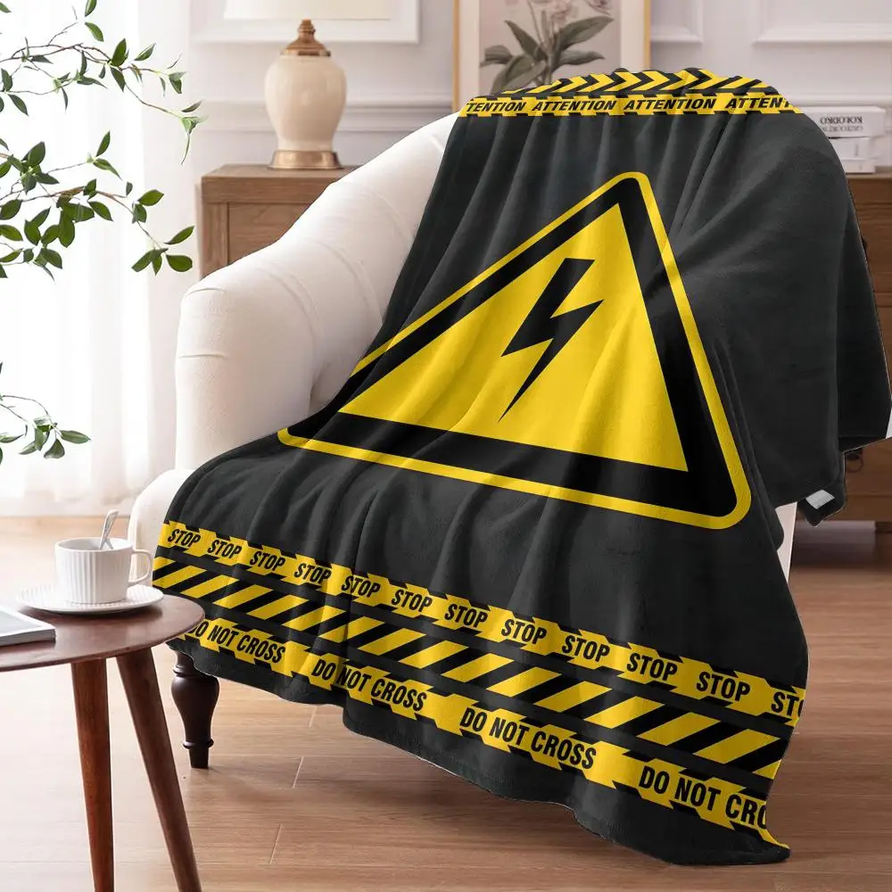 High Voltage Sign Throw Soft Flannel Throw Summer AC Blanket Lightweight Cool Nap Blanket for Sofa Bed Couch Travel