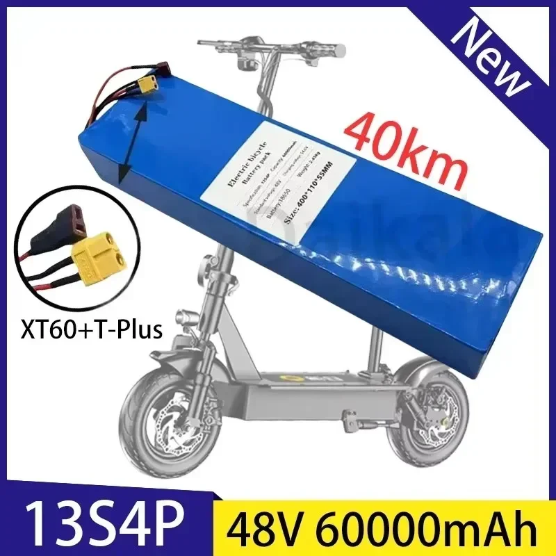 Original 48V Lithium-Ionen-Akku 48V 60Ah 2000W 13S4P Lithium-Ionen-Akkupack für 54,6V CitycocoBMS Elektroroller