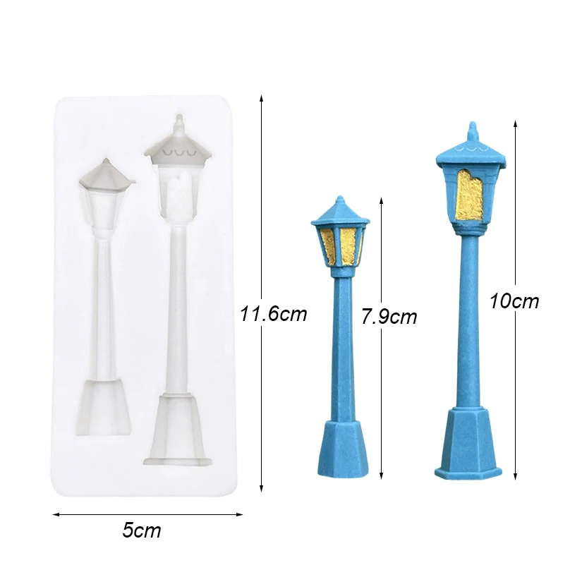 Road Street Lamp Streetlight Silicone Mold Sugarcraft Cupcake Baking Mold Fondant Cake Decorating Tools