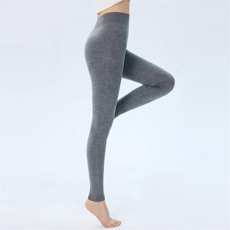 CHICUU آلة قابل للغسل طماق 100% الصوف متماسكة للنساء الخريف الشتاء عالية الخصر سلس مطاطا طماق الدفء تريكو