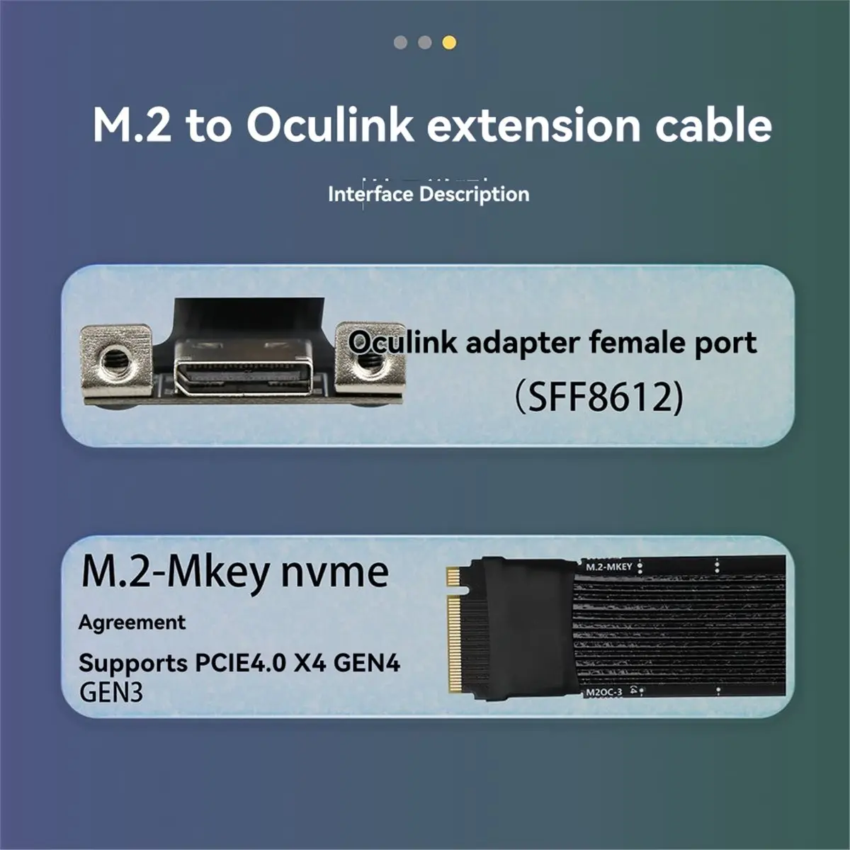 

[VALUE PACK]4Gbps M.2 to Oculink 4i Extension Cable for PC Desktop for M2 M-Key NVME to SFF8612 Adapter Cord PCIe 4.0 X4