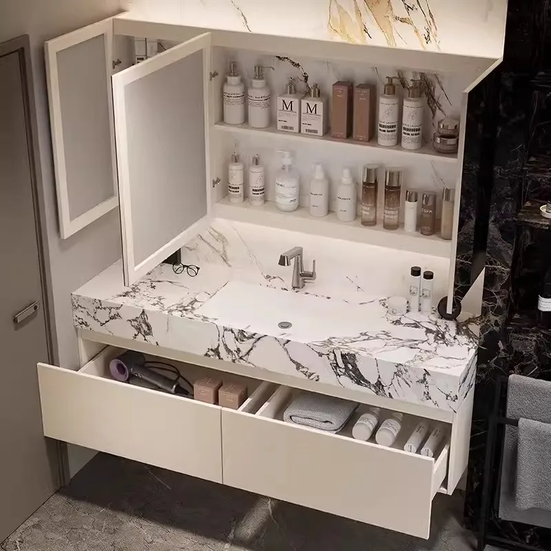 Mirror Makeup Space Saving Luxury Wall Mounted Bathroom Cabinet Economic Unique Led Vanity Nordic Meuble Salle De Bain Furniture