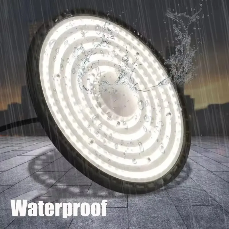 100-200W LED Industrial UFO High Bay Lamp Super Bright Durable Workshop Warehouse Factory Indoor Lighting Waterproof Chandelier