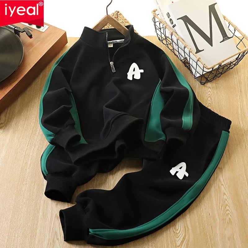 iyeal-boys'-sports-set-2025-spring-autumn-new-style-handsome-and-fashionable-children's-versatile-sweatshirt-pants-2-piece-set