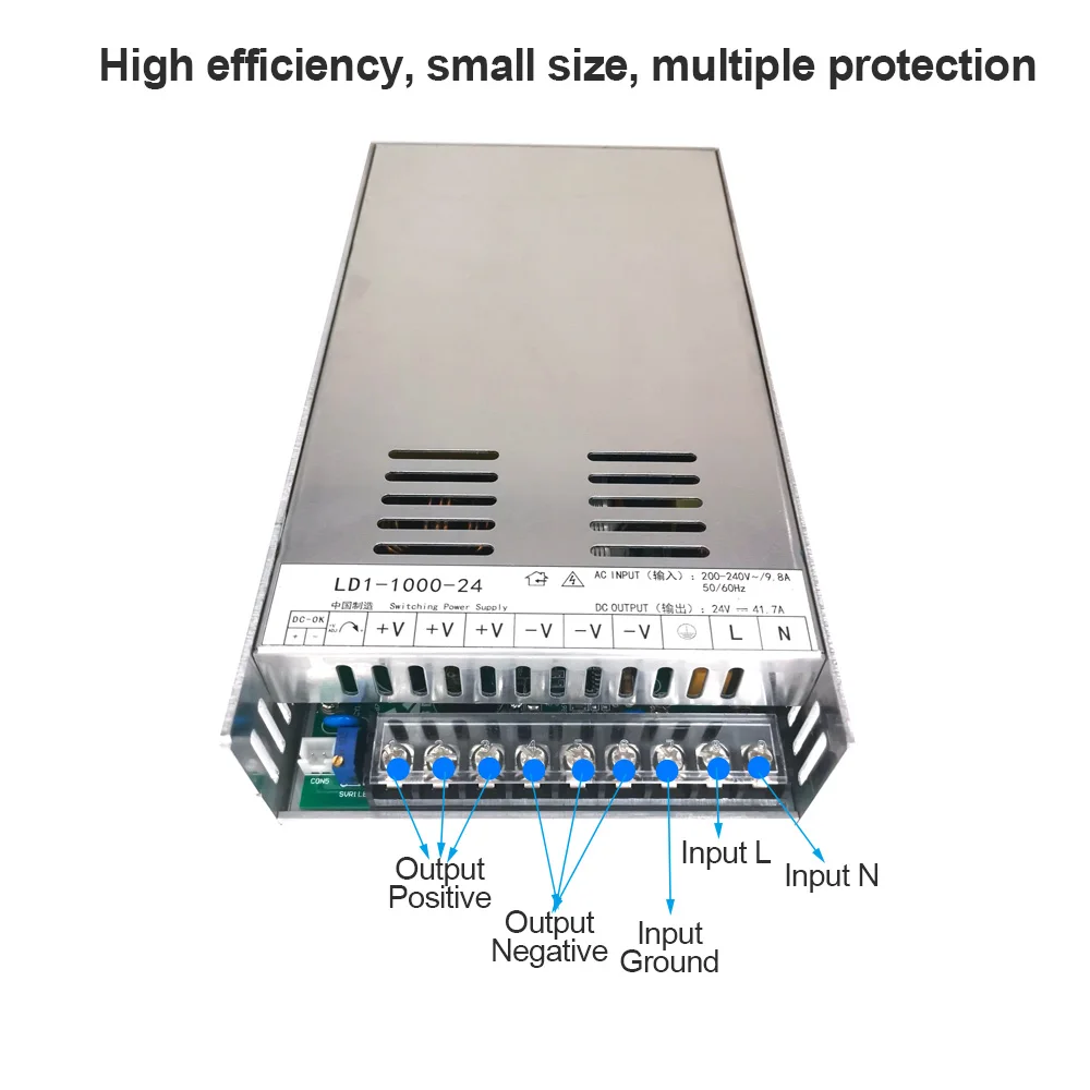 Imagem -06 - Mini Tamanho Switching Power Supply 1000w 24v 36v 48v 40a 27a 20a Led Driver Cctv Motor Alta Qualidade ac dc Smps