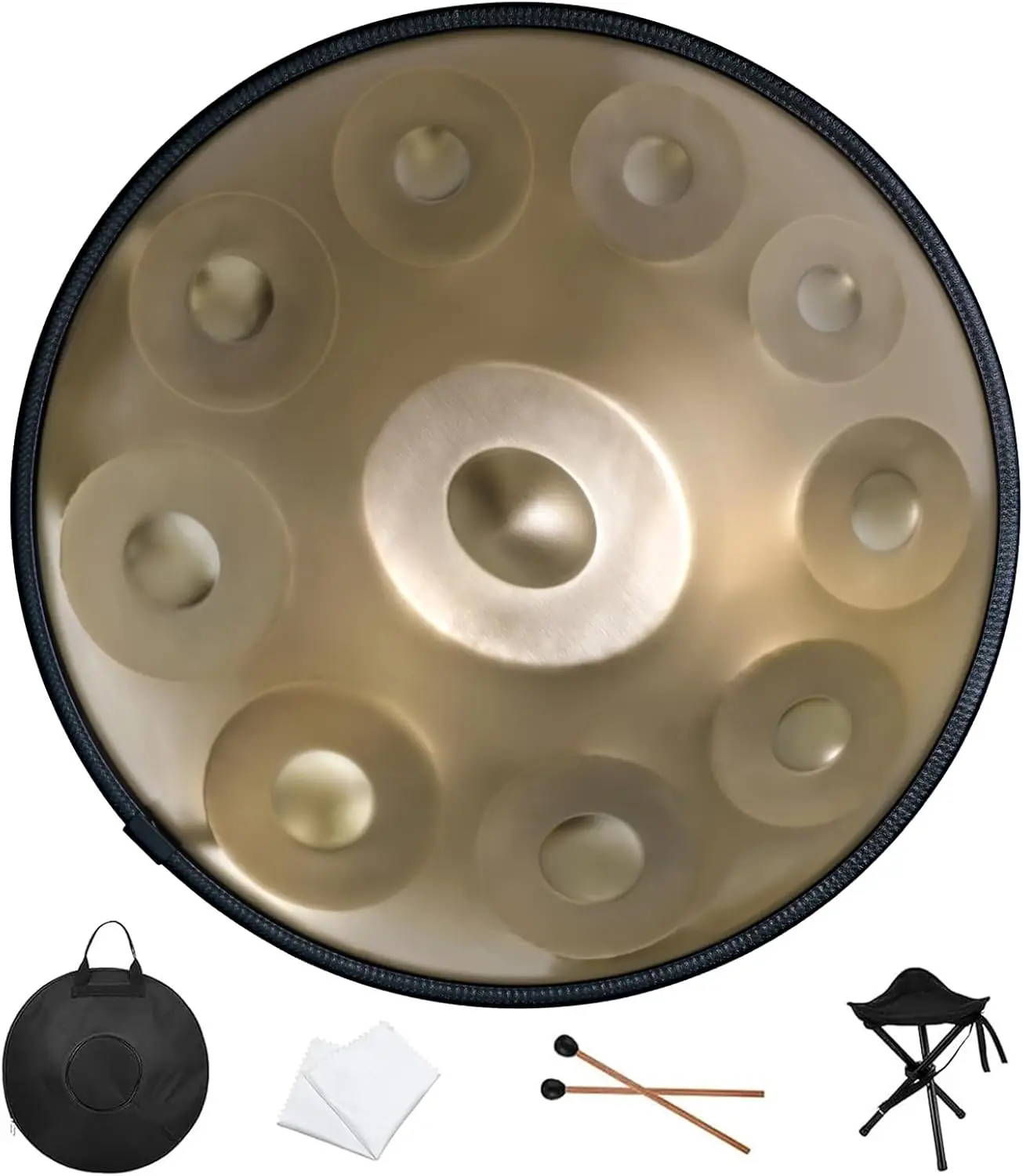 Drum 22 Inches D Minor Kurd, 432Hz 10 Notes Hand Drum Instrument, Premium Steel Hand Drum, Handpan Instrument Handpan Dr