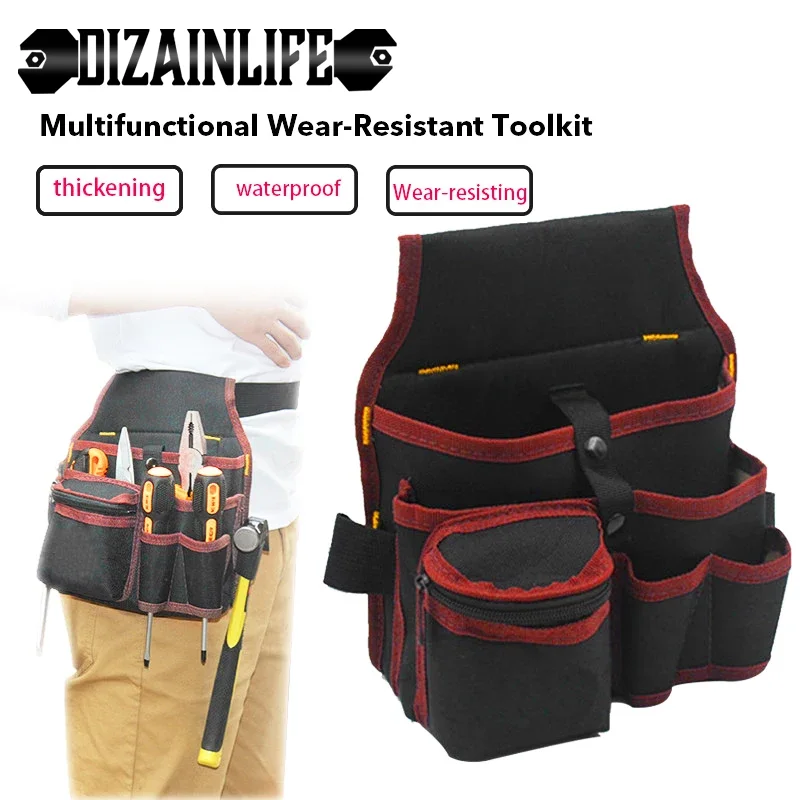 Multi-Function Tool Bag Oxford Cloth Electrician Bag Multi-Pocket Waterproof Anti-Fall Waist Bag Organizers Tool Bag