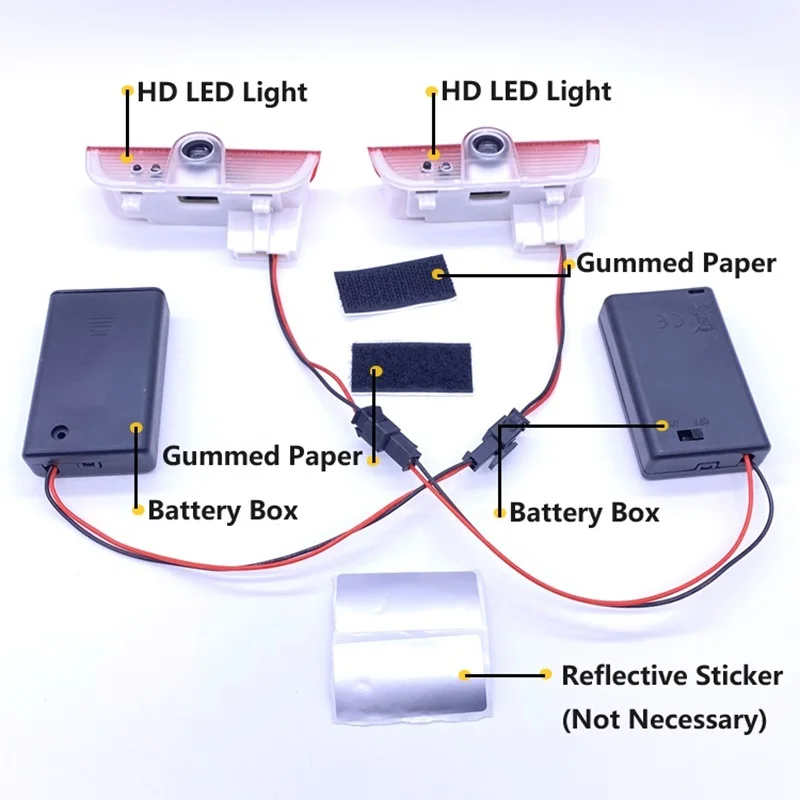 LED-Türbeleuchtung Batteriebetrieben für VW Passat B6 Golf5 6 7 Jetta MK5 MK6 CC Tiguan Scirocco VW R R-line ohne Lampe – Detail 3