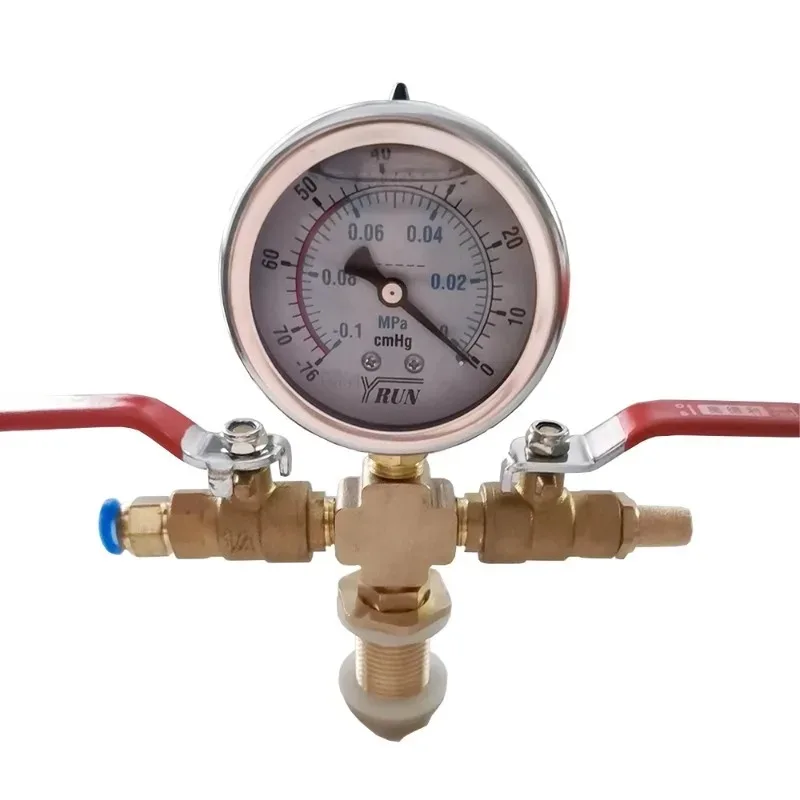 Vacuum Defoaming Tank Pressure Gauge Silicone Oil Gauge Set with Valve -0.1Mpa Negative Pressure Gauge 8MM/10MM/7/16-20UNF