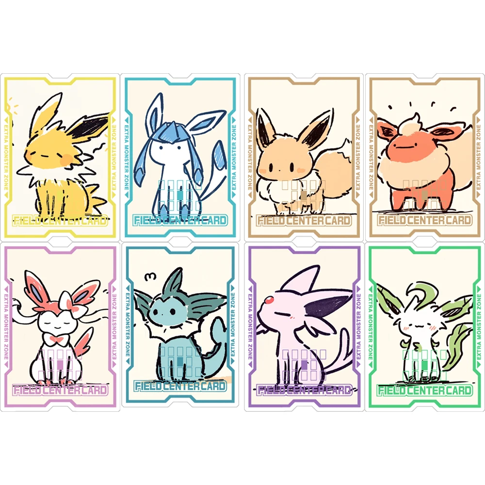 Pokemon Diy Cards Box Partition Center Cards Eevee Family Series Sylveon Umbreon Espeon Anime Game Partition Acrylic Box Baffle