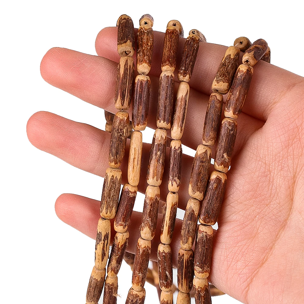 15mm Natural Coconut Shell Wooded Loose Beads Cylindrical Beads for DIY Bracelet Jewelry Accessories Ornaments Making Supplies