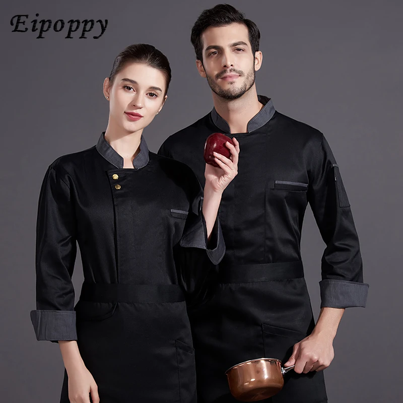 Senior Chef Overalls Men's Long Sleeve Autumn and Winter Clothes Restaurant Dining Kitchen Hotel Western Chef Clothes